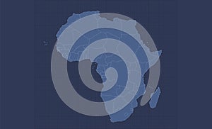 Africa map, individual states, infographics blue flat design blank