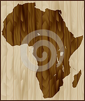 Africa map on wood background