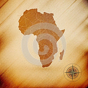 Africa map, wooden design background, vector