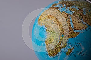 Africa and middle east map on a globe with earth map in the background