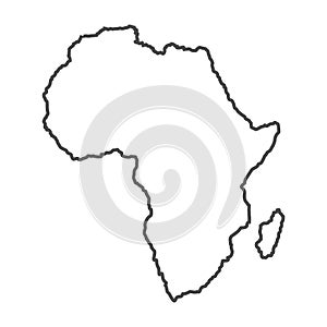 Africa outline world map, vector illustration isolated on white. Map of Africa continent, line silhouette concept