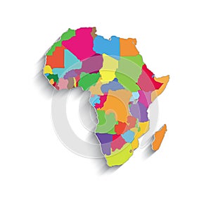 Africa political colors map paper 3D individual st