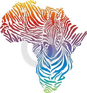 Africa in rainbow zebra camouflage