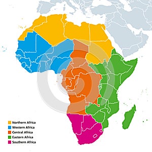 Africa regions political map photo