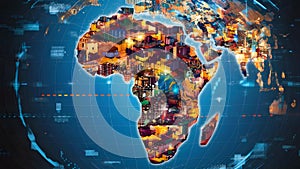 Africa\'s Cyber Connectivity Flow. Concept Technology, Connectivity, Africa, Cybersecurity, Internet