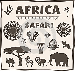 Africa, Safari icon and element set