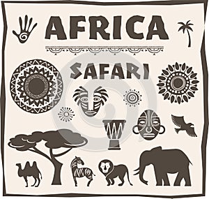 Africa, Safari icon and element set photo