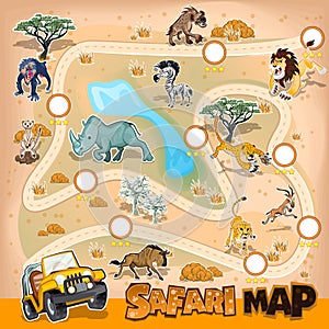 Africa Safari Map Wildlife