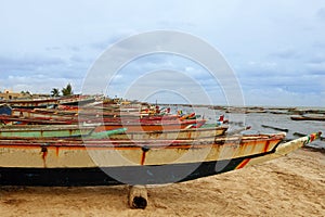 Africa Senegal Atlantic coast fishermen boats photo