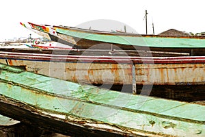 Africa Senegal Atlantic coast fishermen boats