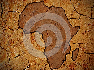 Africa shape on dry soil