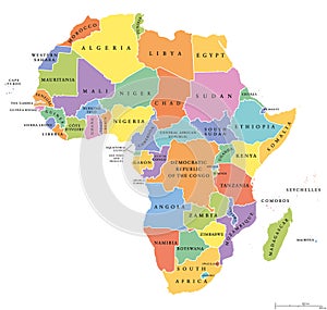 Africa single states political map photo