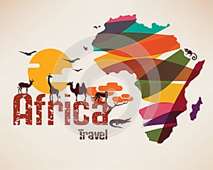 Africa travel map, decrative symbol