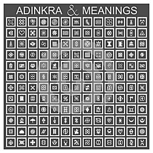 African Adinkra symbols with their meanings photo