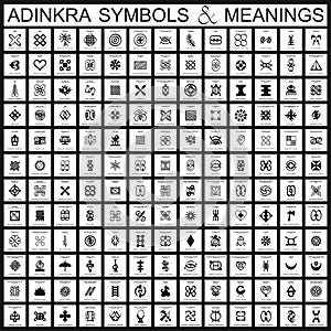 African Adinkra symbols with their meanings photo