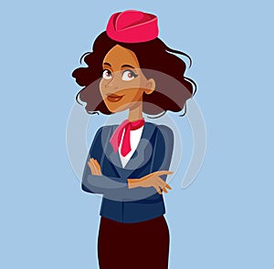 African Air Hostess Standing with Arms Crossed