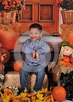 African amercian boy posing at halloween