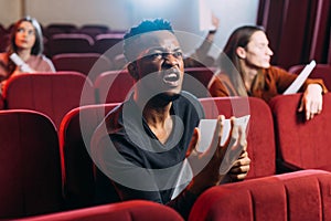 African american actor playing anger in