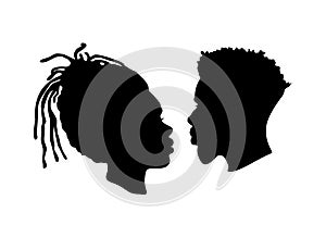 Black African American Afro profile silhouette