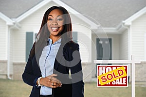 African american Agent in Front of House