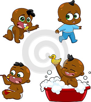 African American Babies Cartoon Characters