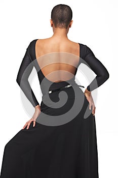 African American Beauty with Backless Dress