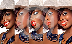 African american beauty woman collage