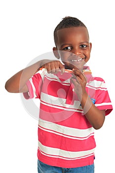 African american black child tooth brush