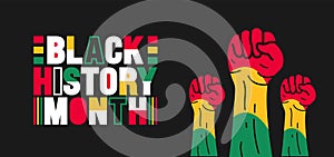 African American Black history month colorful lettering typography with background Celebrated February