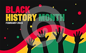 African American Black history month colorful lettering typography with background Celebrated February