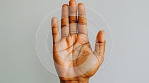 African american black man hand on a white background. Close-up.