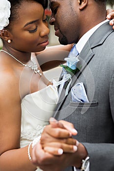 African American bride and groom.