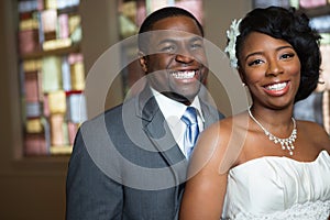 African American bride and groom.