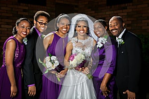 African American Bride With Her Family