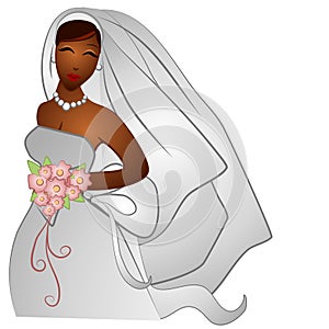 African American Bride Smiling photo