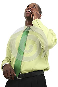 African American Business Man On Cellphone