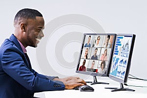 African American Business Video Conference Call