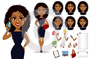 African American business woman cartoon character