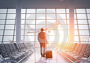 African American businessman in airport