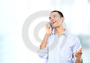 African American businessman or man talking on his cell phone