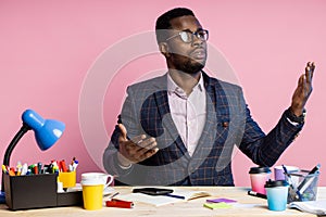 African american businessman in office