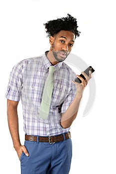 African American Businessman Using Cell Phone