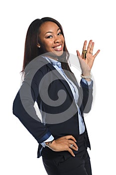 African American Businesswoman with Keys