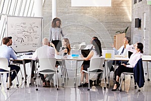 African American Businesswoman Leads Boardroom Meeting