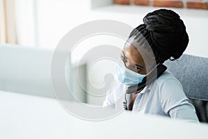 African American Call Center Desk Woman