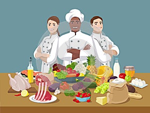 African American chef and assistants