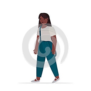 African american child little girl in casual trendy clothes female cartoon character standing pose