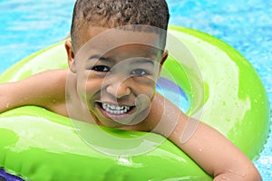 African American Child Swimming