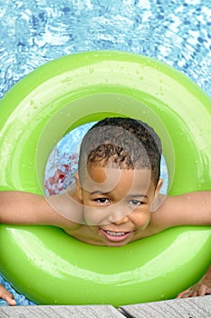 African American Child Swimming