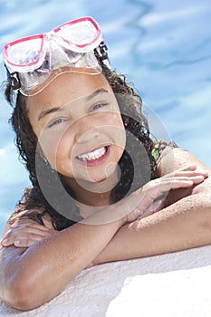 African American Child In Swimming Pool